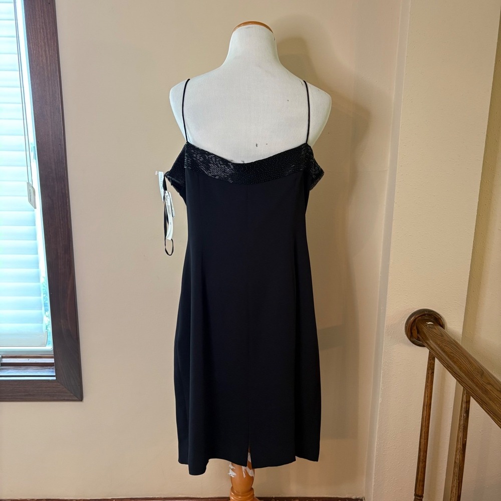 Jones New York NWT Square Neck Beaded Black Dress Party Formal  Size 16 - Picture 4 of 8